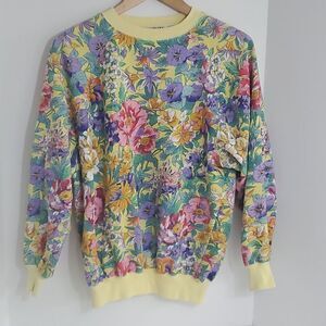 Vintage Retrospective Grannycore Floral Pull Over Sweatshirt Women's Size S